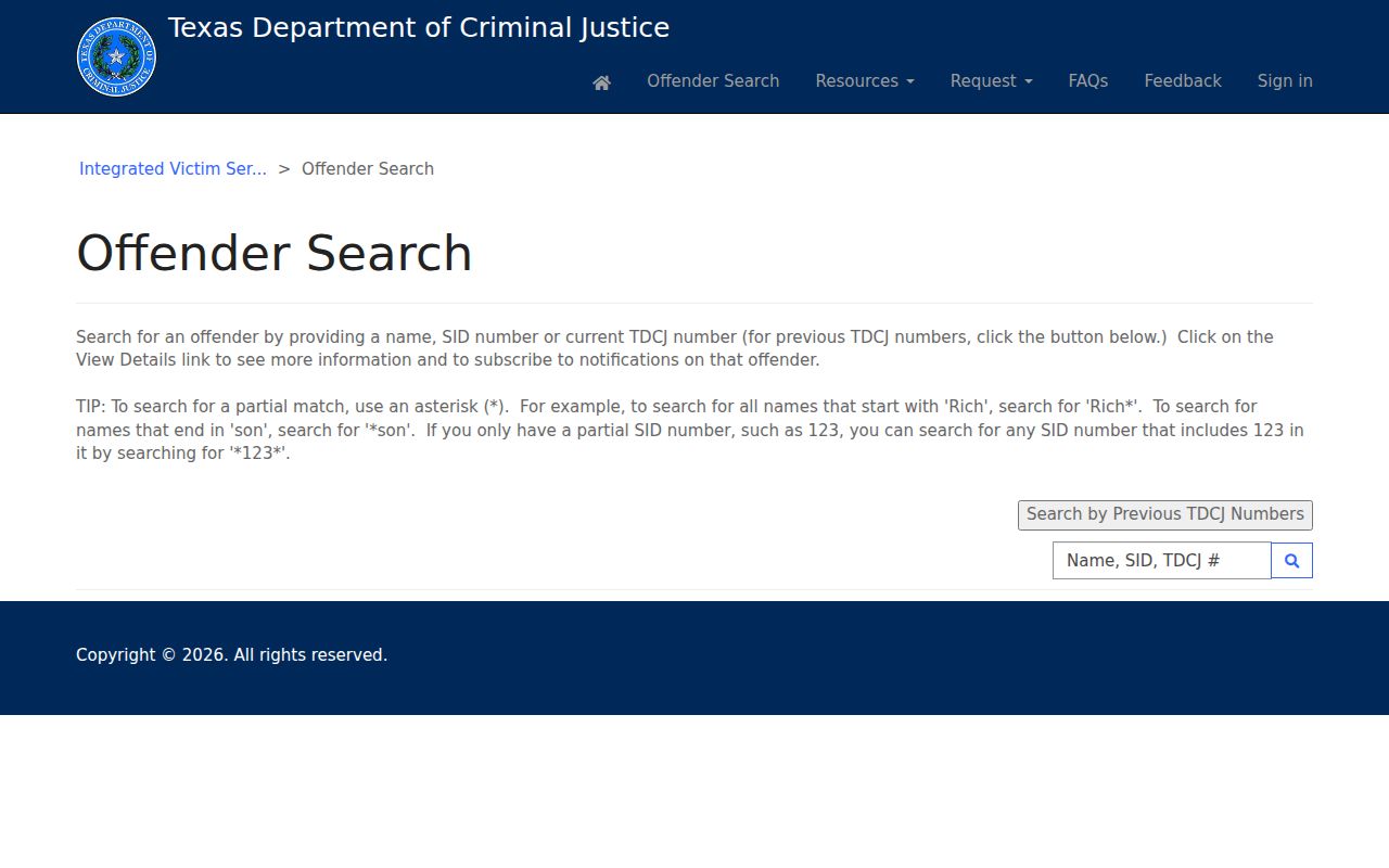 Laredo residents directory TDCJ offender locator search screen