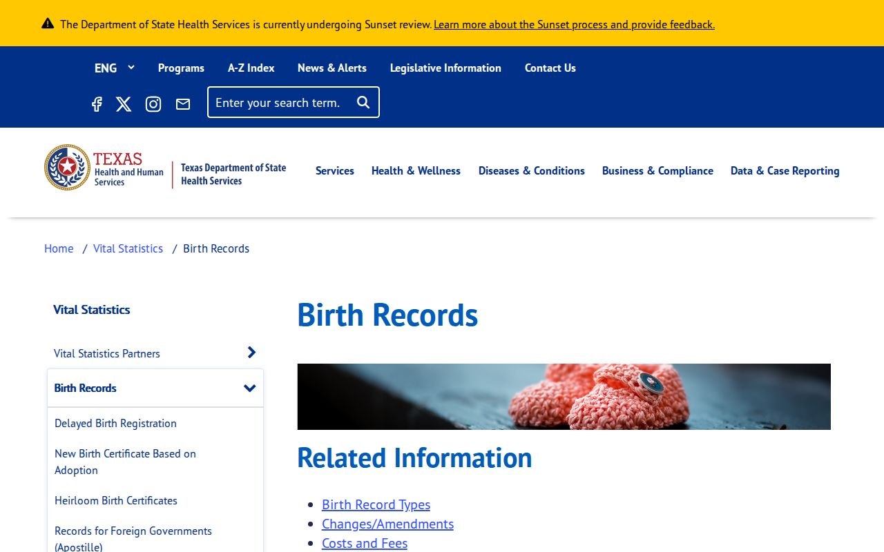 Laredo resident lookup Texas DSHS birth-record ordering information