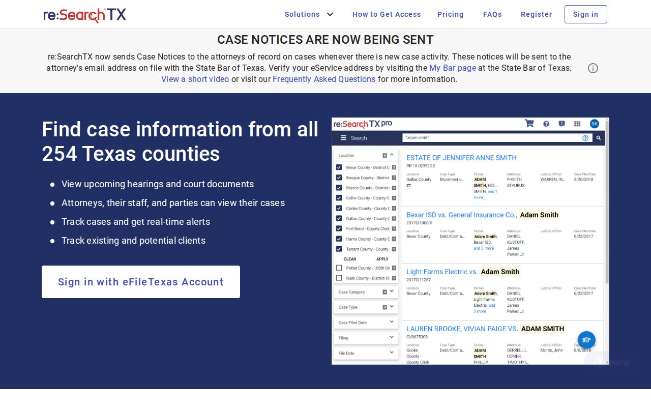 Laredo resident lookup Texas re:SearchTX court research entry
