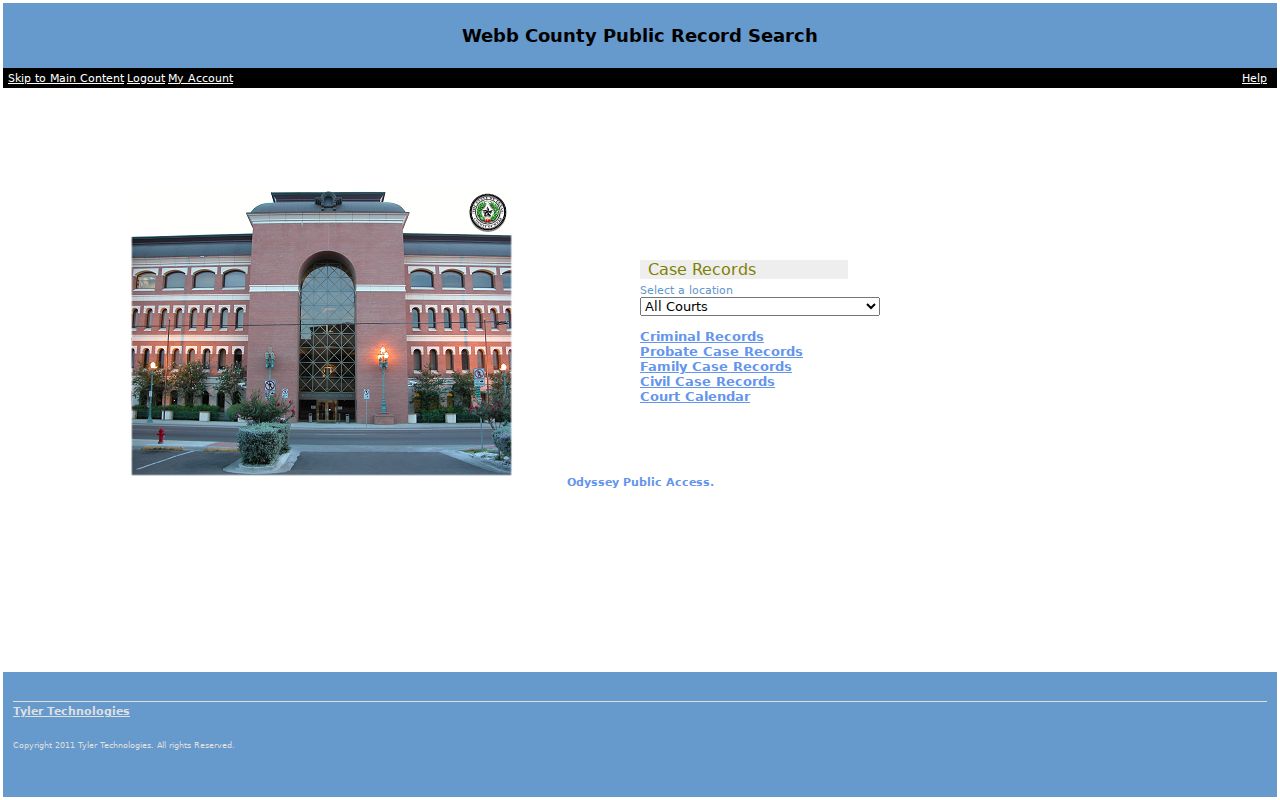 Laredo resident lookup Webb County public-access court search categories