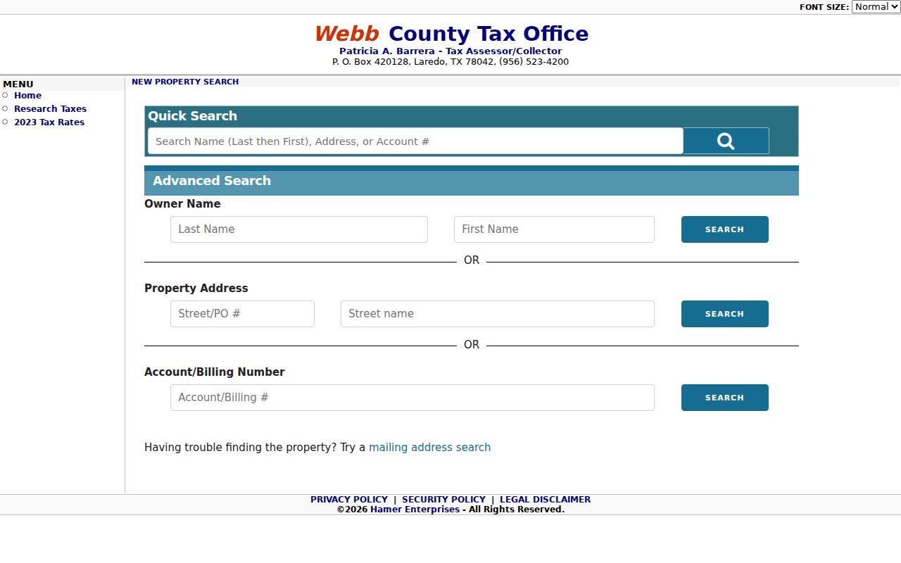 Laredo street directory county-linked interactive GIS entry